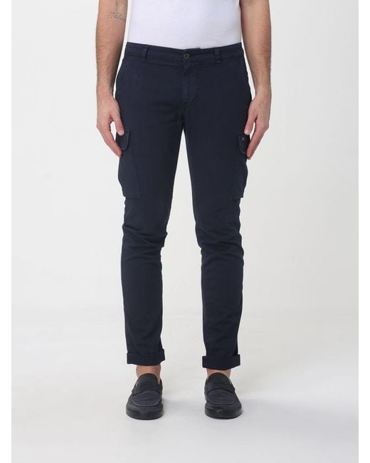 Mason's Blue Stretch Cotton Cargo Trousers for men