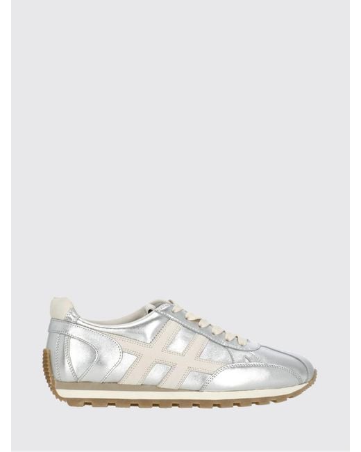 Hogan White H701 Laminated Leather Sneakers