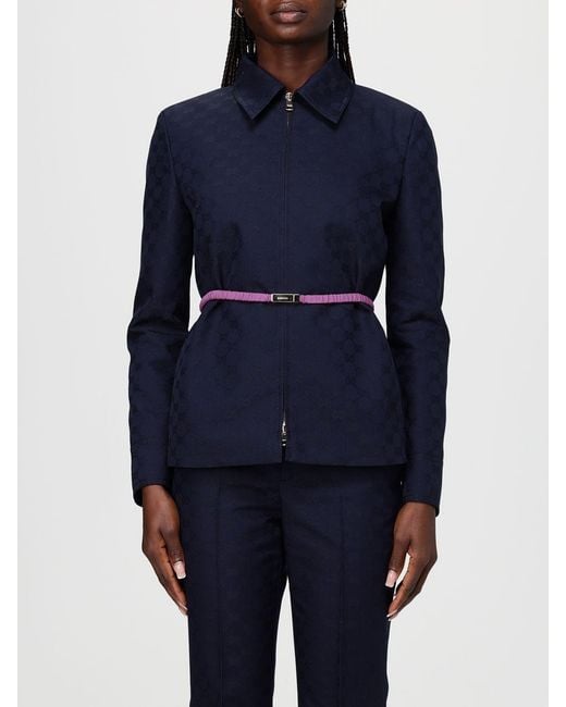 Gucci Blue Gg Cotton Blend Jacket for men