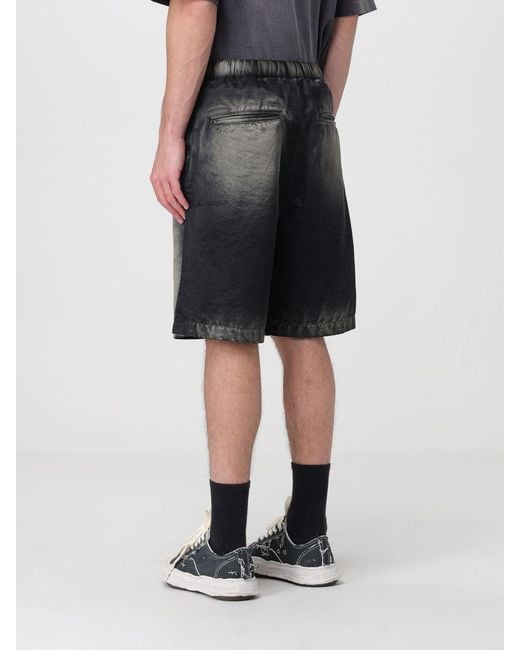 Maison Mihara Yasuhiro Black Abstract Print Cotton Jogging Shorts With Distressed Effect for men