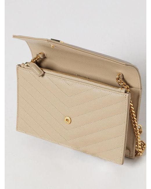 Saint Laurent Natural Quilted Leather Envelope Mini Bag With Ysl Monogram