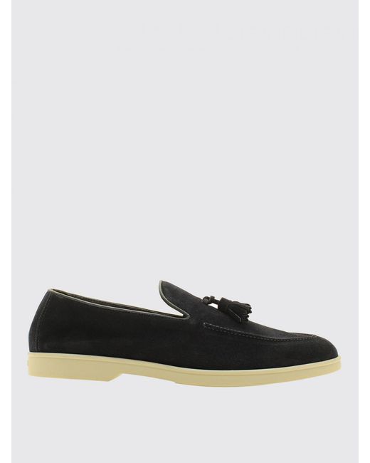 Doucal's Black Suede Loafers With Tassels for men