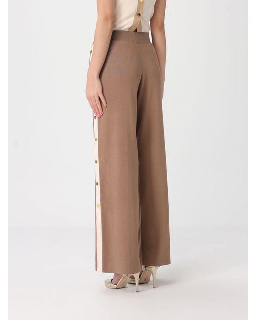 Elisabetta Franchi Natural Viscose Knit Palazzo Trousers