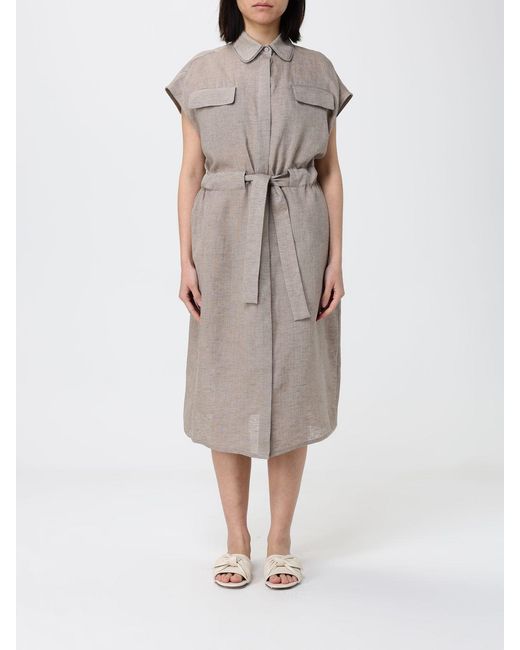 Fabiana Filippi Gray Linen Shirtdress
