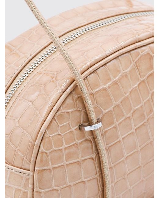 By Far Natural Kimberly Croc Print Leather Bag