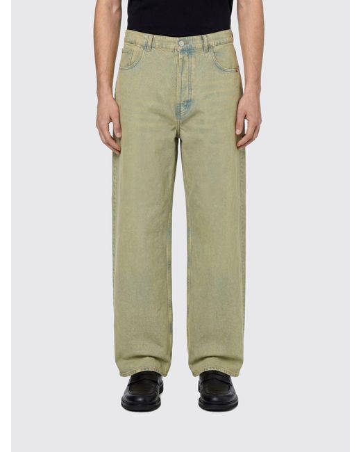 AMISH Green Wide Leg Five-Pocket Jeans for men