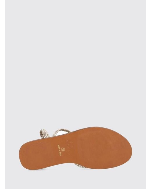 Manebí White Woven Leather Thong Sandals With Low Heel And Ankle Strap