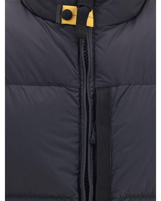 Parajumpers Blue Padded Quilted Nylon Waistcoat With High Neck And Zip Closure for men