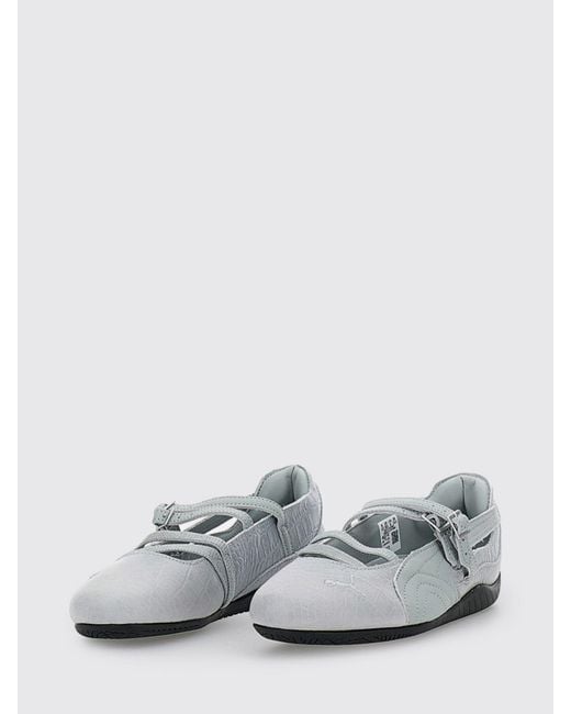 PUMA White Speedcat Mary Jane Leather Flats With Croc-Embossed Print