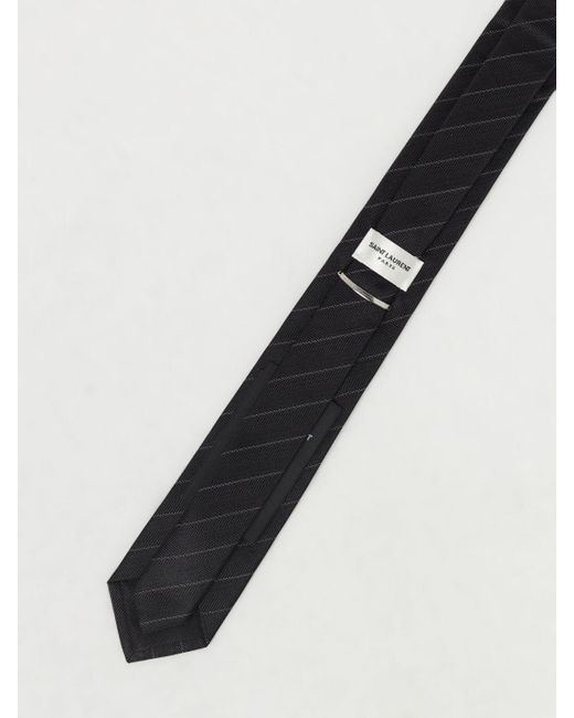 Cravatta in seta con righe jacquard di Saint Laurent in Black da Uomo