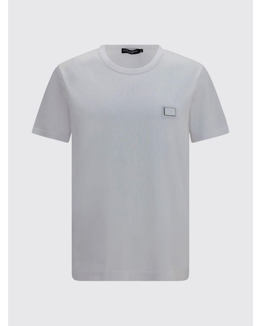 Dolce & Gabbana White Dolce &Amp Gabbana Tone-On-Tone Logo Cotton T-Shirt for men