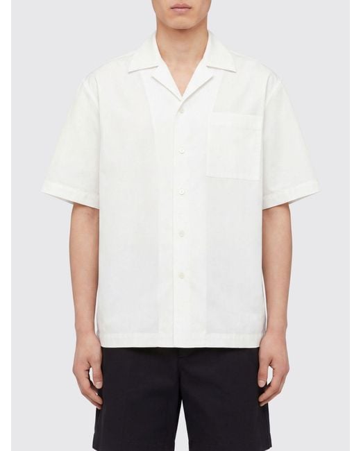 Bottega Veneta White Cotton Poplin Casual Shirt for men