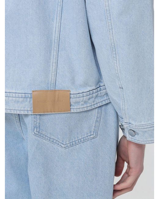 Maison Kitsuné Blue Maison Kitsun&Eacute Bleached Denim Shirt Jacket With Zip Closure for men