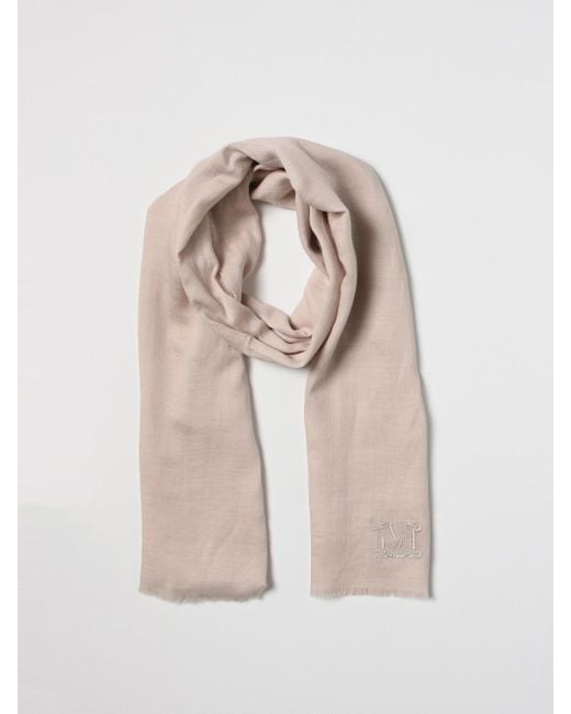 Max Mara Natural Silk Blend Scarf With Jacquard Monogram