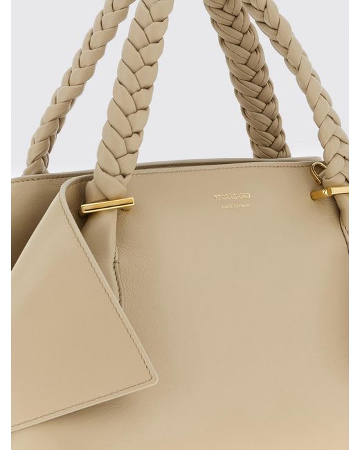 Ferragamo Natural Leather Bag With Flaps
