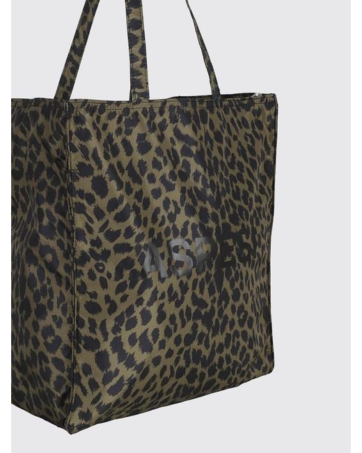 Aspesi Black Animal Print Polyester Tote Bag