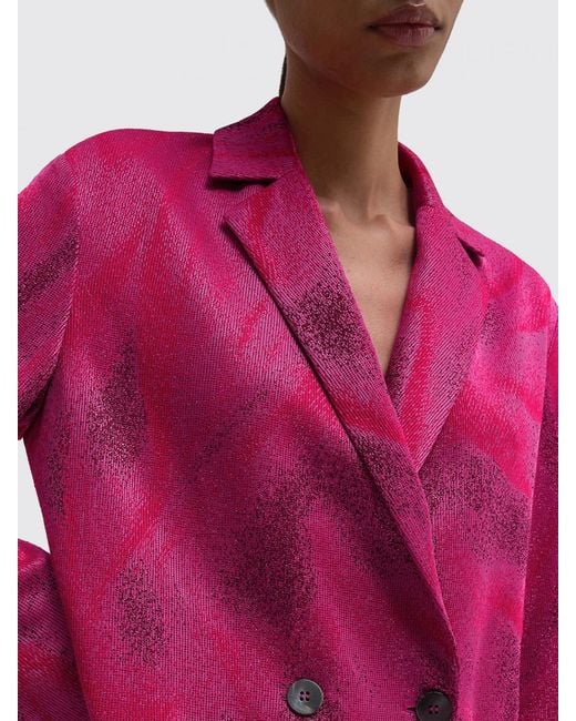MACCAPANI Red Double-Breasted Viscose And Cotton Blazer