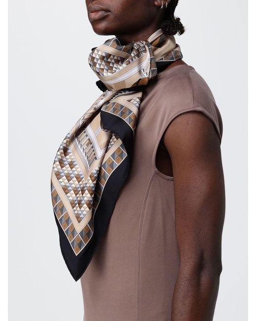 Ferragamo Natural Renaissance Geometries Print Silk Scarf