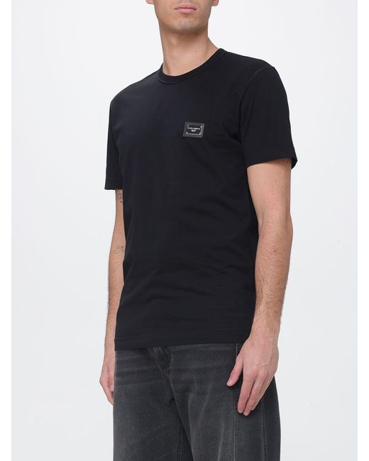 Dolce & Gabbana Black Dolce &Amp Gabbana Cotton T-Shirt With Logo for men