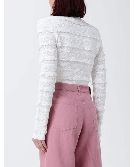 Self-Portrait White Viscose Blend Cardigan