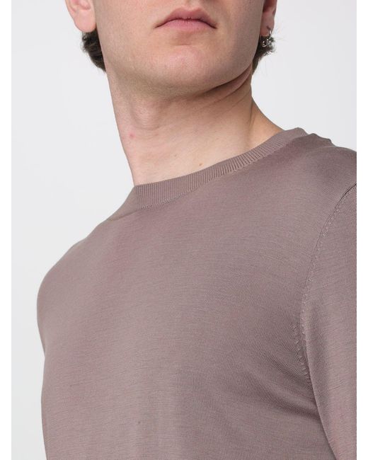Kangra Brown Cotton And Silk Crew Neck Pullover for men