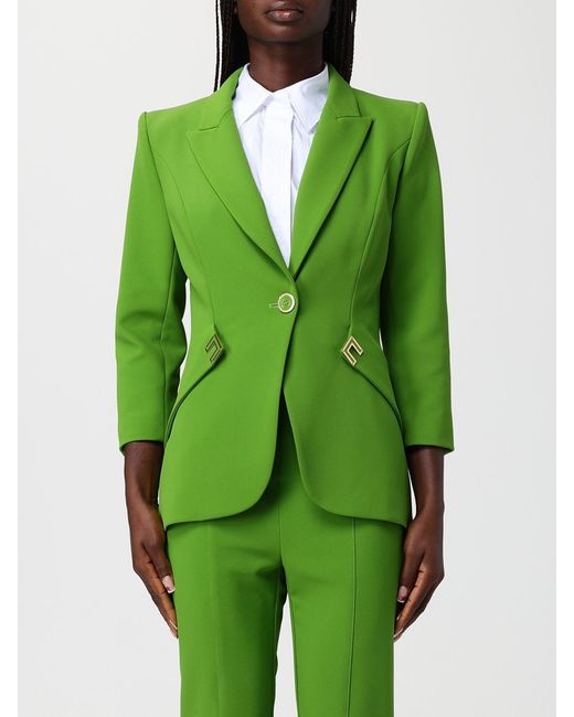 Elisabetta Franchi Green Crêpe Single Breasted Blazer