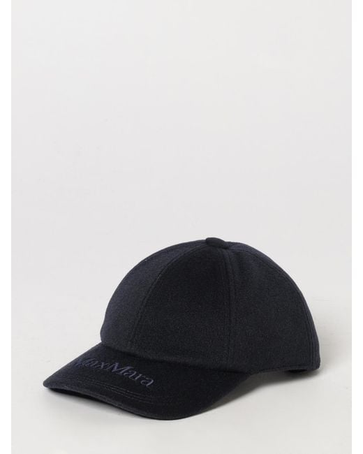 Max Mara Black Tonal Embroidered-Logo Cashmere Baseball Cap With Rigid Visor