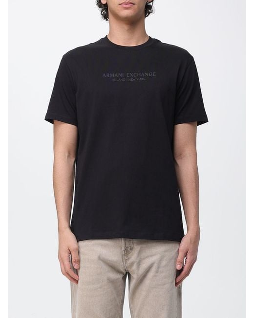 ARMANI EXCHANGE Black Crew Neck T-Shirt With Logo for men