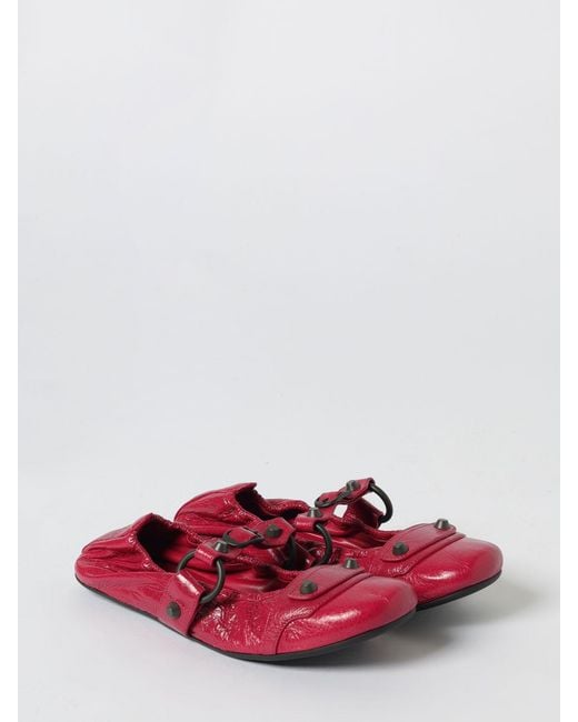 Balenciaga Red City Arena Leather Ballerina