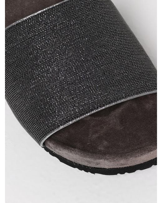 Brunello Cucinelli White Embellished Suede Slides Casual Comfort