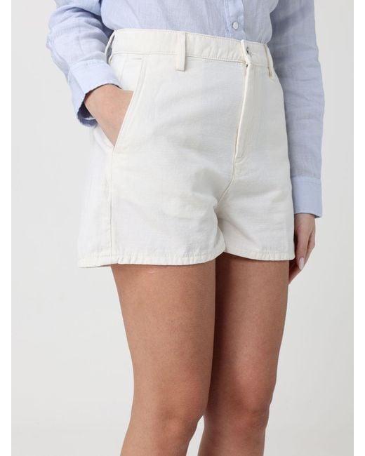 7 For All Mankind White Cotton Denim Shorts