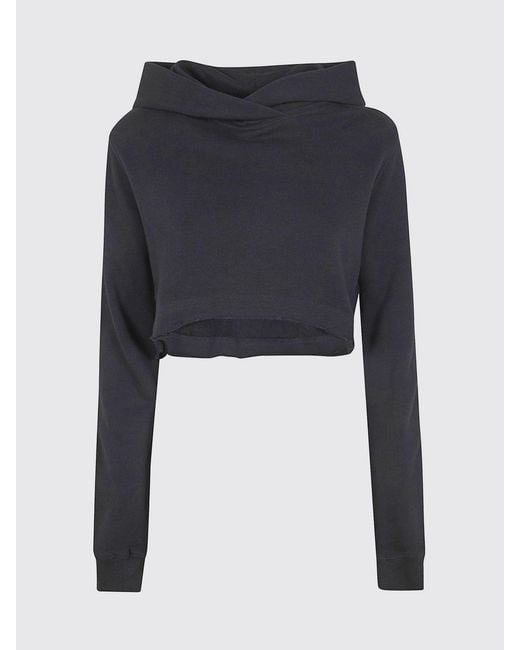 Thom Krom Blue Cropped Cotton Hoodie