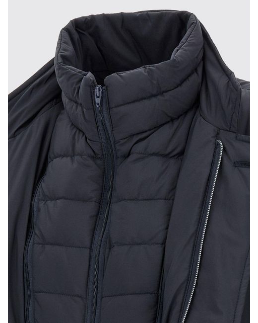 Herno Blue Long Quilted Nylon Puffer Coat With High Neck And Button Closure for men