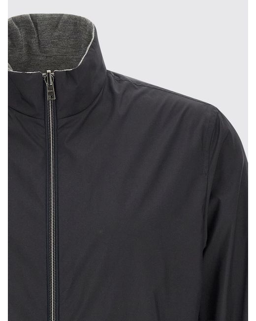 Herno Blue High Neck Nylon Bomber Jacket With Zip Closure for men