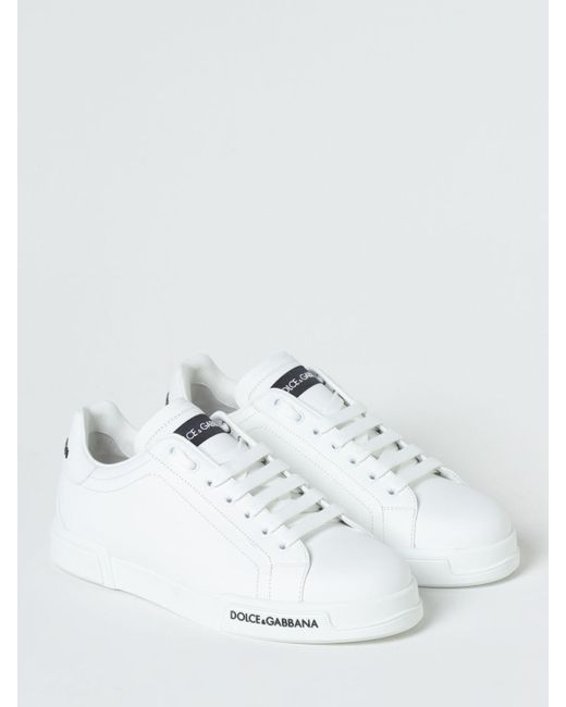 Sneakers Portofino in pelle di Dolce & Gabbana in White da Uomo