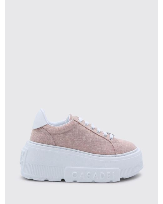 Casadei Pink Nexus Canvas Wedge Sneakers