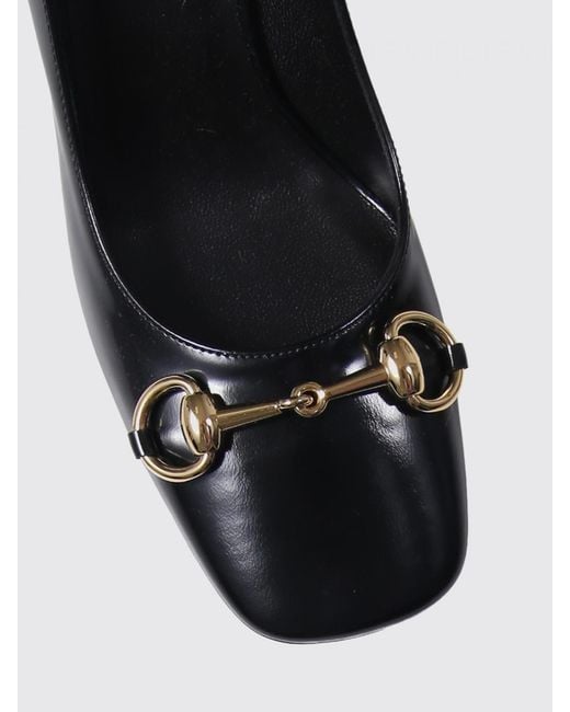 Gucci Black Brushed Leather Signora Pumps