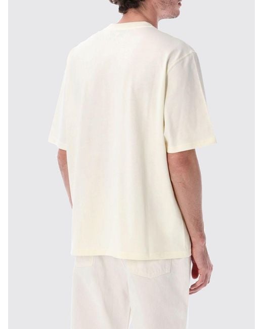 AMI White Cotton T-Shirt With Contrast Logo And Dropped Shoulders for men