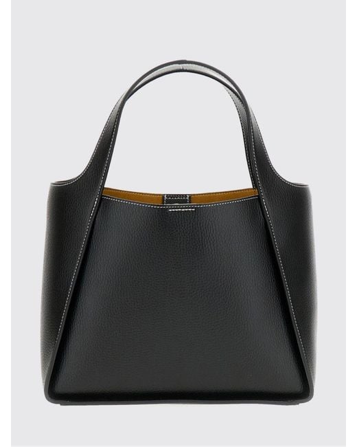 Stella McCartney Black Faux Leather Handbag With Perforated Logo And Pouch