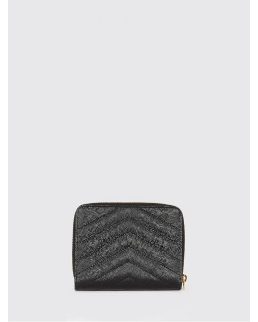 Saint Laurent Black Cassandre Grained Leather Wallet