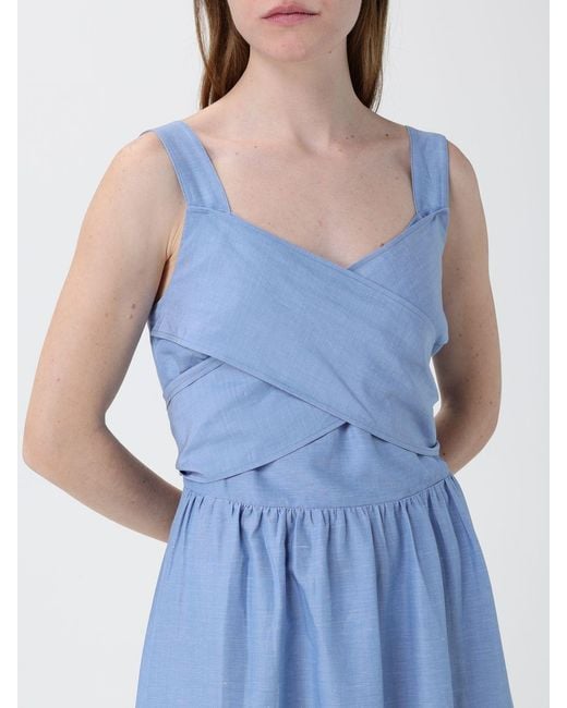 Liu Jo Blue Linen Blend Long Dress