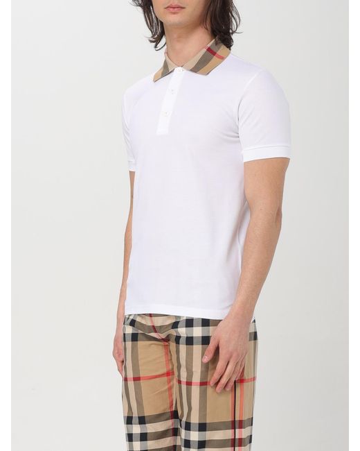 Burberry White Cotton Polo Shirt for men