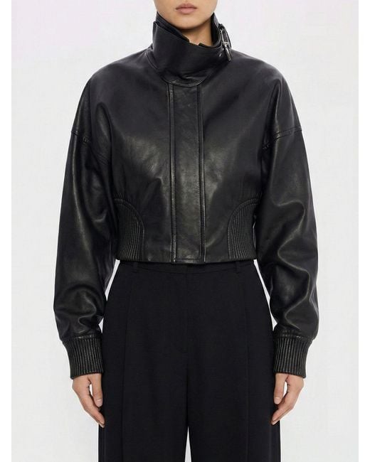 Sportmax Black Biker Leather Jacket