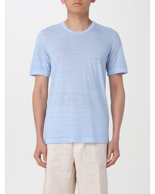 120% Lino T-shirt in Blue für Herren