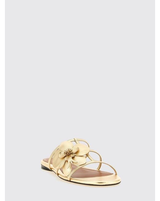 Zimmermann Natural Orchid Laminated Leather Sandal With Floral Applications