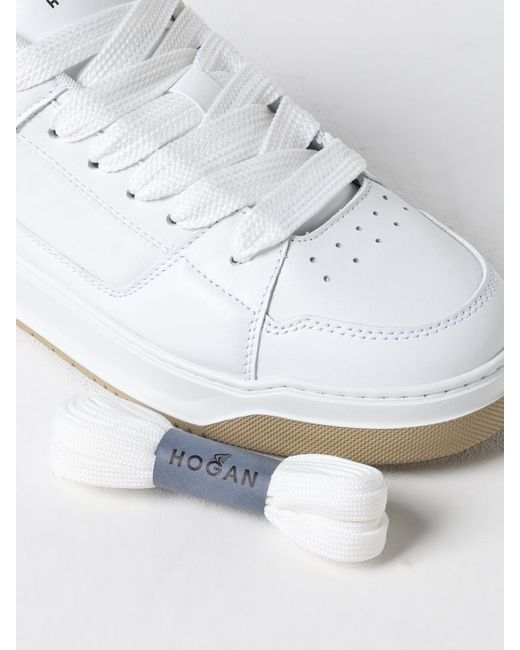 Hogan White Leather Low-Top Sneakers for men
