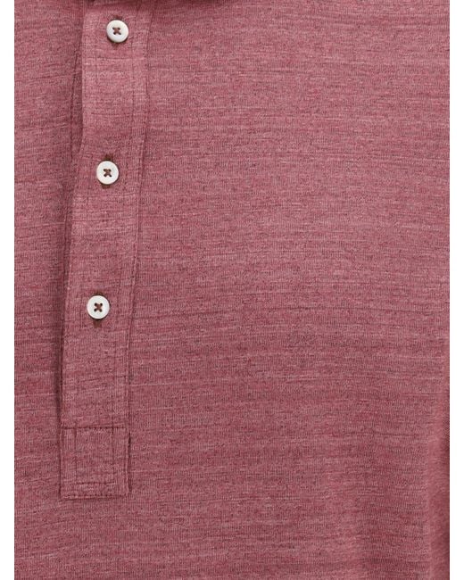 Brunello Cucinelli Red Cotton Polo Shirt for men
