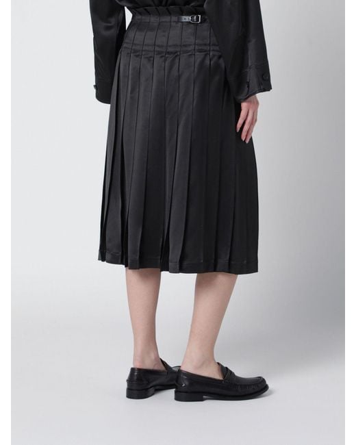 DURAZZI MILANO Black Pleated Satin Skirt