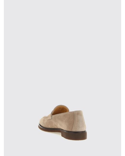 Brunello Cucinelli Gray Suede Calfskin Penny Loafers With Rubber Sole for men