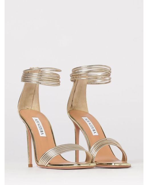 Aquazzura White Laminated Leather Sandal